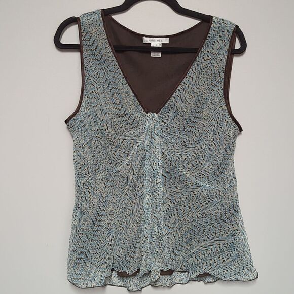 NWT Nine West Blue V Neck Tank Top - Picture 1 of 5